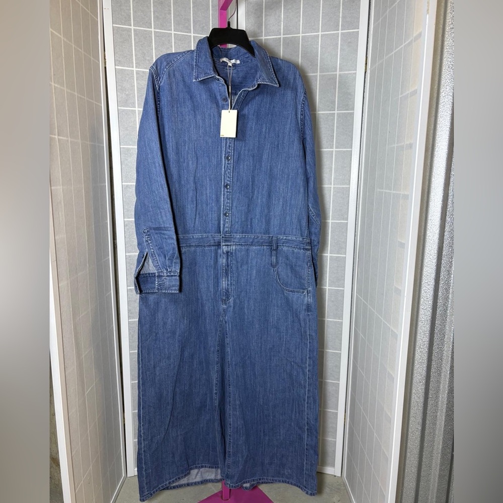 NWT TIBI Paneled Denim Midi Shirt Dress - Picture 4 of 8